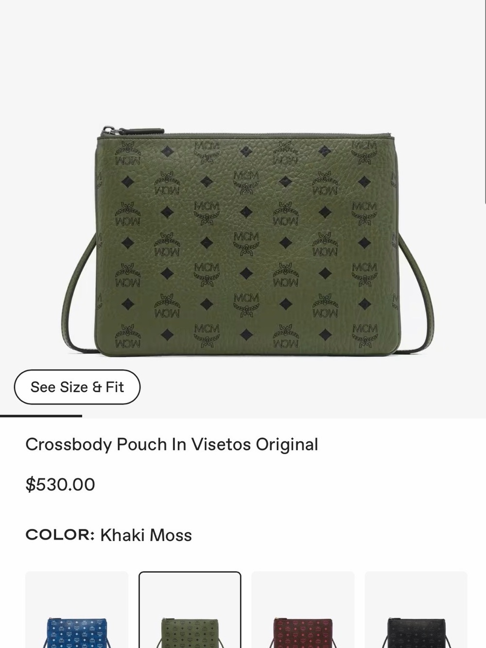 MCM Khaki Moss Visetos Crossbody Pouch - Picture 1 of 5